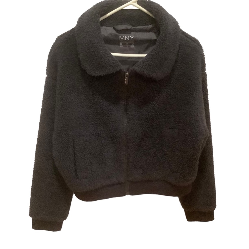 Marc New York shearling Sherpa jacket navy blue zipper jacket teddy fleece sz M